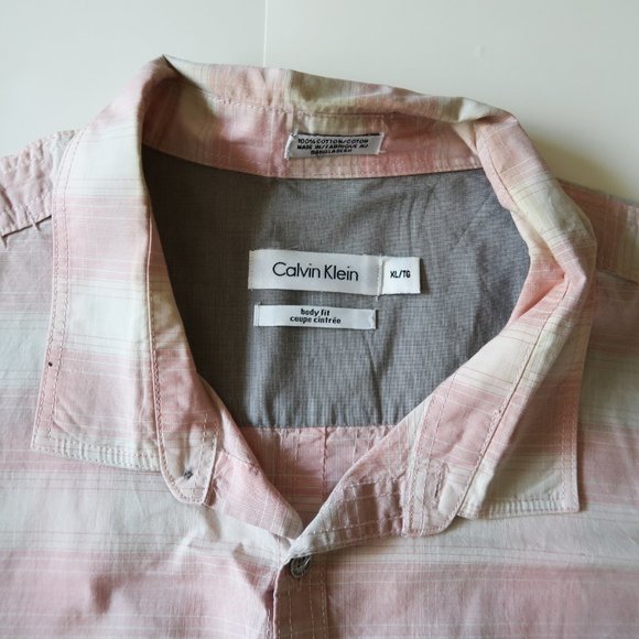 Calvin Klein Dress Shirt Checkered Pink and White - Picture 2 of 5